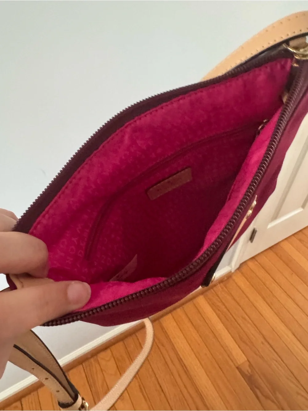 kate spade Wine Red Crossbody with Gold Logo Plaque